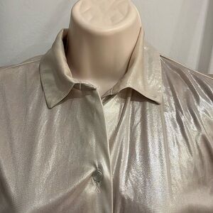 Vintage BANJO Women's Western Button-Up Shirt Coastal Cowgirl Metallic Size L